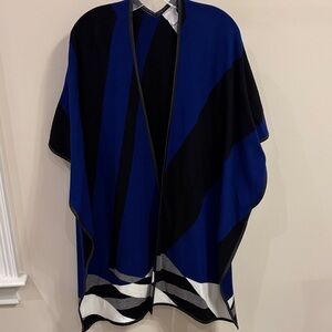 Chico’s Reversible Blue, Black, & White Sweater Ruana